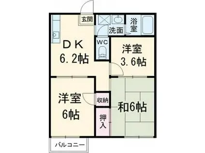 サンシャイン梅郷(3DK/2階)の間取り写真