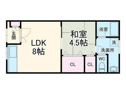 島田アパート(1LDK/1階)の間取り写真