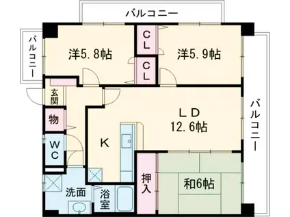 アルカンシェル25(3LDK/9階)の間取り写真