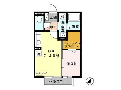 フェリシタプルミエ(1DK/2階)の間取り写真