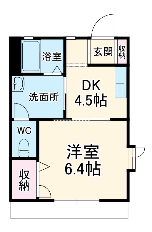 フローラ湘南(1DK/1階)の間取り写真