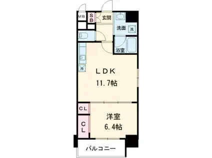 RIO VEIL(1LDK/6階)の間取り写真