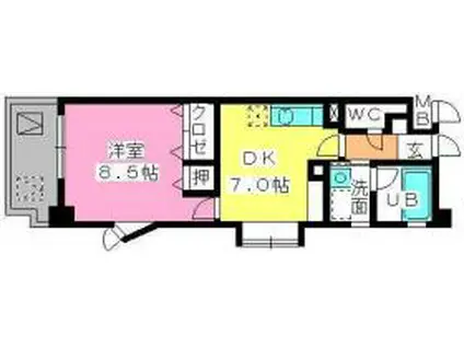 第5高島コーポ(1DK/4階)の間取り写真