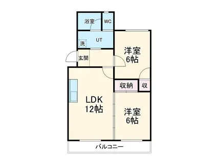 パークヒルズ雁宿(2LDK/1階)の間取り写真