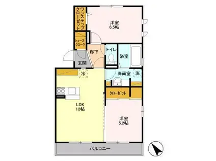 八千代の杜 イーストパークB(2LDK/2階)の間取り写真