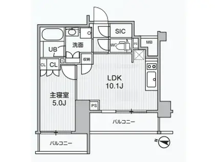 ALIVIS綾瀬(1LDK/5階)の間取り写真