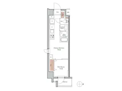 ジオエント四条大宮(1DK/3階)の間取り写真
