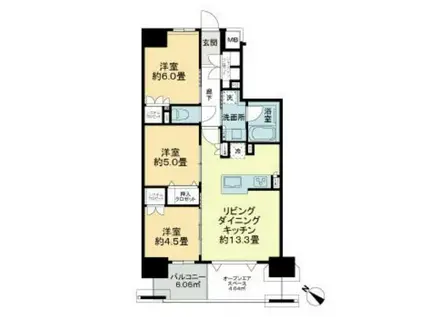 ヴェレーナ浦和領家(3LDK/9階)の間取り写真