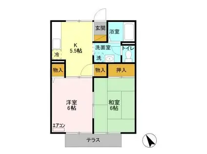 セジュールスギヌマ(2K/2階)の間取り写真