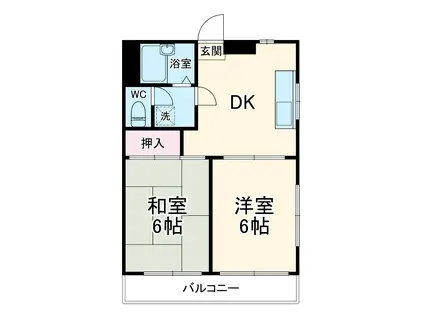 ドフィーヌときわ平Ⅱ(2DK/2階)の間取り写真