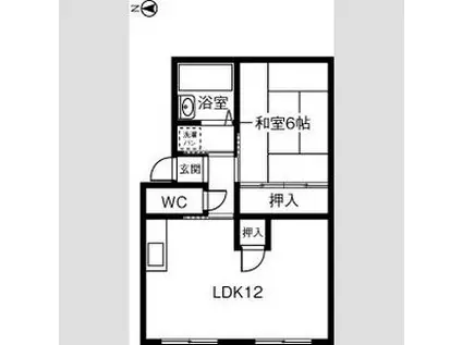 グリーンコーポB(1LDK/2階)の間取り写真