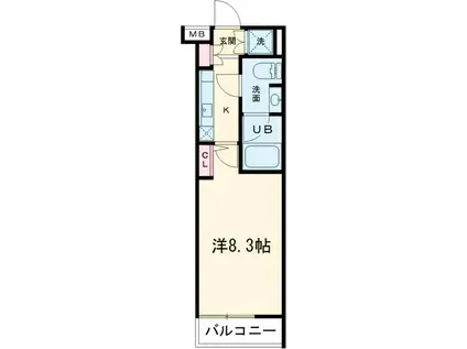 スパシエソリデ世田谷砧(1K/4階)の間取り写真