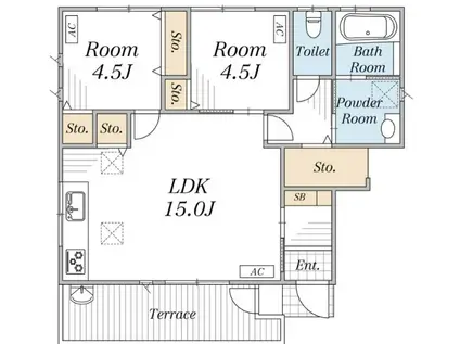青梅線 西立川駅 徒歩4分 2階建 築8年(2LDK)の間取り写真