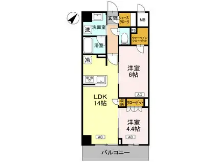 エマリーグレース(2LDK/2階)の間取り写真