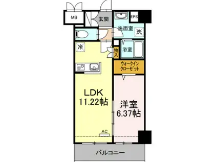 CARRE S.I(1LDK/4階)の間取り写真