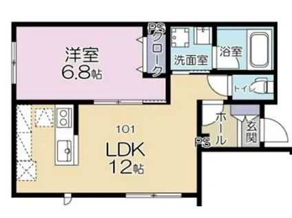 流山市西平井3町名計画(1LDK/1階)の間取り写真