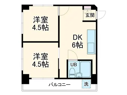 浅見ビル(2DK/2階)の間取り写真