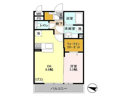 シェドゥーヴル(2K/2階)の間取り写真