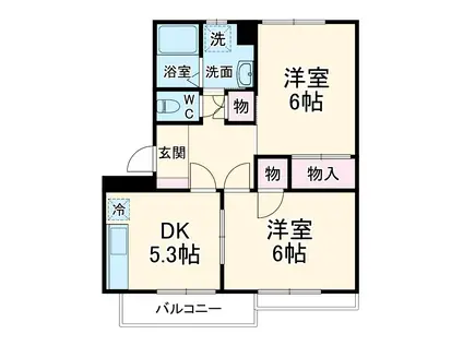 コーポラスアメニティ1(2K/2階)の間取り写真