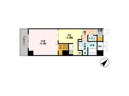 ディナモ・ボア(1DK/2階)の間取り写真