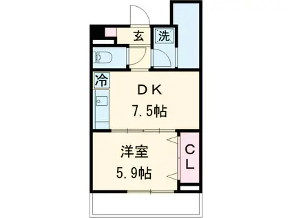 プラティーヌ碑文谷(1DK/3階)の間取り写真