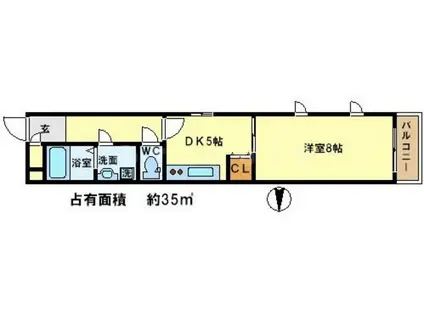 ラングハイツ(1DK/5階)の間取り写真