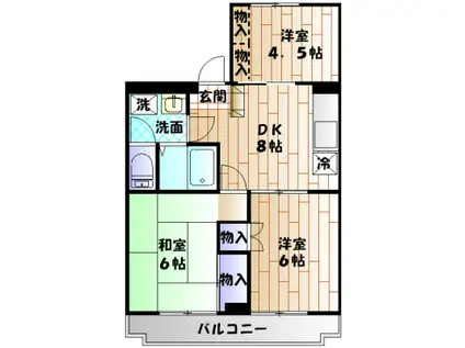 NINETY相模大野(3DK/3階)の間取り写真