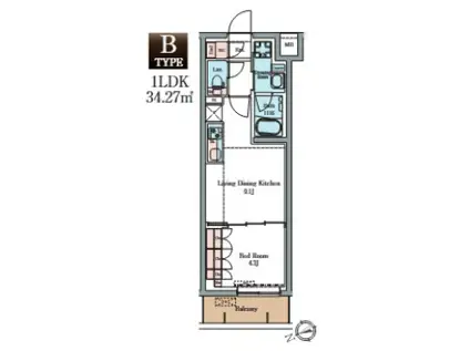 LUMINOUSつつじヶ丘(1LDK/1階)の間取り写真
