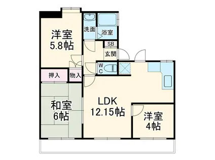 INSURANCE BLDG.Ⅸ(3LDK/4階)の間取り写真