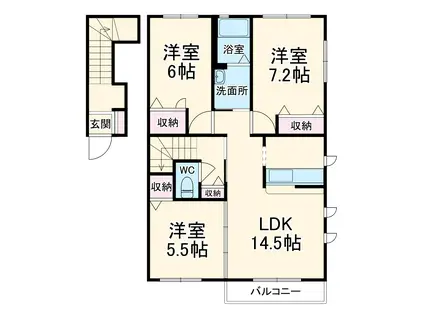 ピアビレッジ2(3LDK/2階)の間取り写真