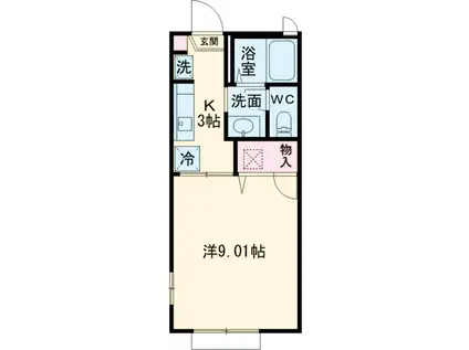 ピースフル向台Ⅱ(1K/2階)の間取り写真