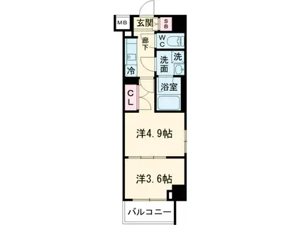 GENOVIA世田谷砧Ⅱ(2K/2階)の間取り写真