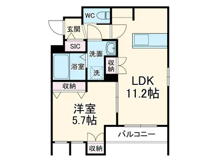 コンフォートさくらⅠ(1LDK/2階)の間取り写真