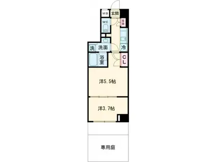 GENOVIA世田谷砧Ⅱ(2K/1階)の間取り写真