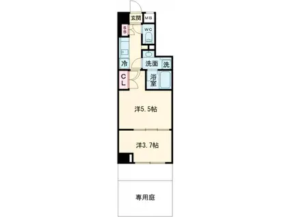 GENOVIA世田谷砧Ⅱ(2K/1階)の間取り写真