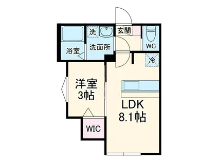 アウル勝田台(1LDK/1階)の間取り写真