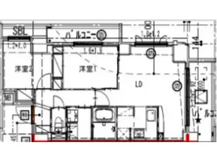 八王子計画(2LDK/11階)の間取り写真