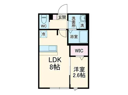 アウル勝田台(1LDK/1階)の間取り写真