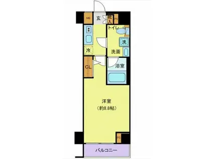 CROSTONE川崎(1K/3階)の間取り写真