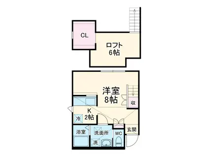 PRIMA ART 海老名(1K/1階)の間取り写真