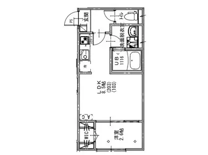 アウル勝田台(1LDK/1階)の間取り写真