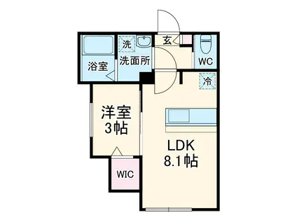 アウル勝田台(1LDK/2階)の間取り写真