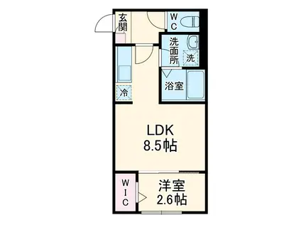 アウル勝田台(1LDK/2階)の間取り写真