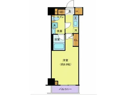 CROSTONE川崎(1K/4階)の間取り写真