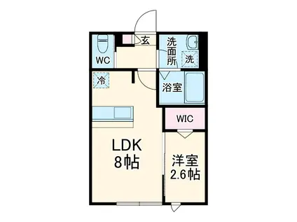 アウル勝田台(1LDK/3階)の間取り写真