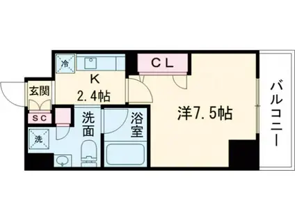 エスペランサ吾嬬(1K/3階)の間取り写真