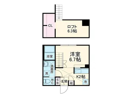 PRIMA ART 海老名(1K/1階)の間取り写真