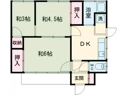 鹿児島本線 箱崎駅 徒歩8分 1階建 築59年(3DK)の間取り写真