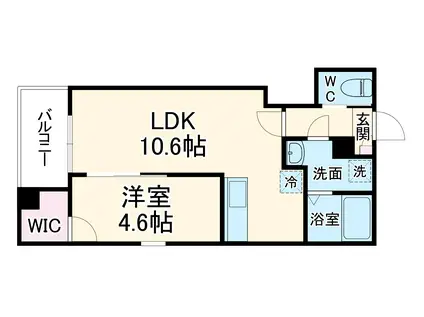 ジーメゾン清須アウラ(1LDK/1階)の間取り写真