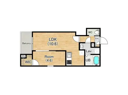 ジーメゾン清須アウラ(1LDK/2階)の間取り写真